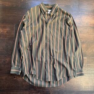 Brooks Brothers Shirt Mens Large Button Up Long Sleeve Orange And Green